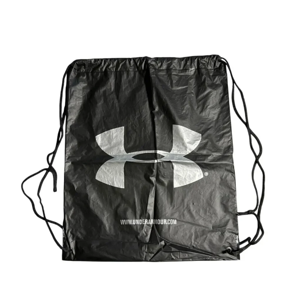 Under Armour Black Silver Logo Drawstring‎ Cinch Sack Gym Bag Backpack